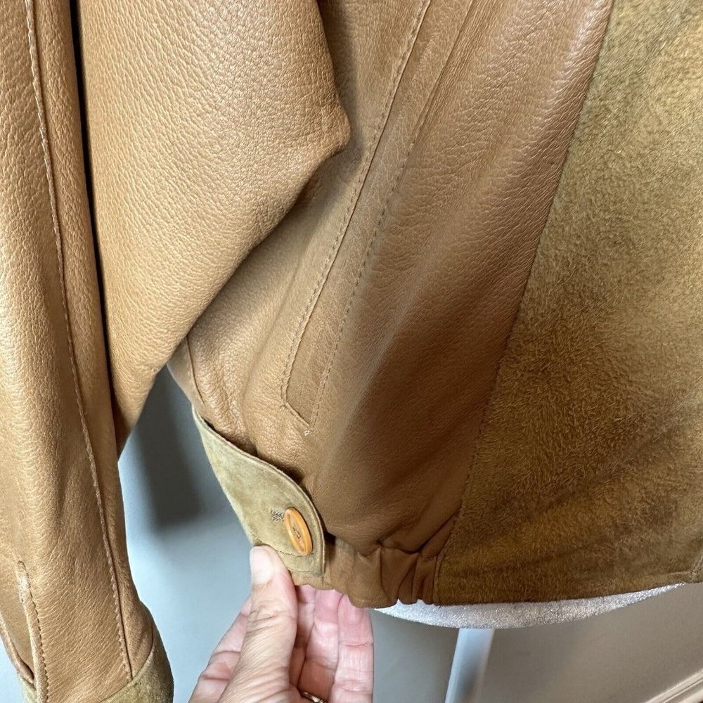 El Corte Ingles Donci Women's Camel Beige Tan Blazer Jacket 12 (42) Leather‎ - Picture 5 of 16